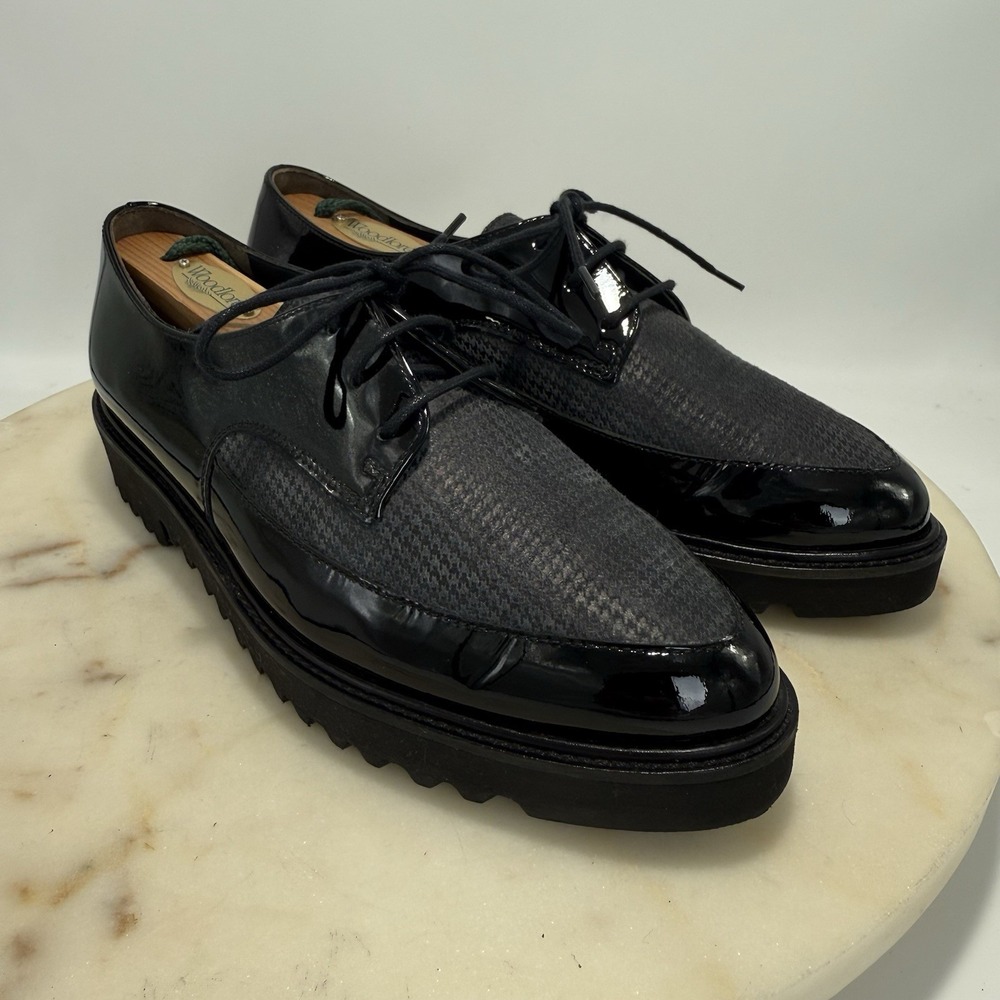 PAUL GREEN Black LaceUp Derby Shoes Patent Leather Houndstooth Women's US 5/UK 3